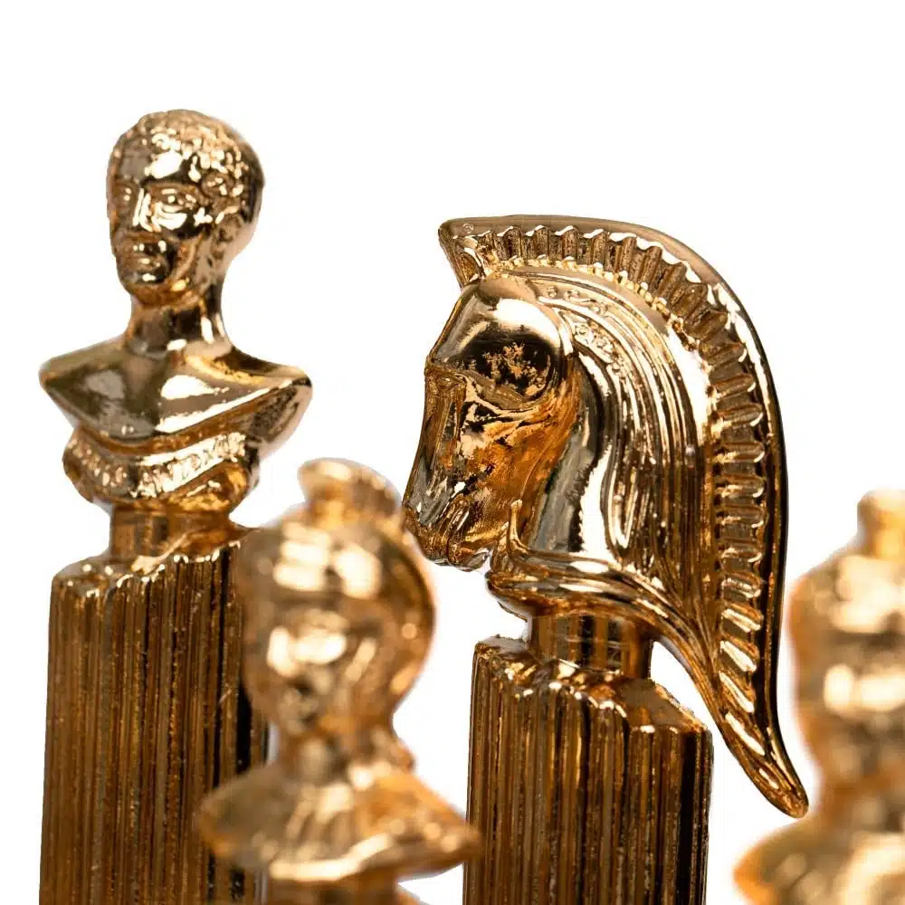 Set di Scacchi in Metallo Placcato Oro e Argento Colonna Romana - immagine 3