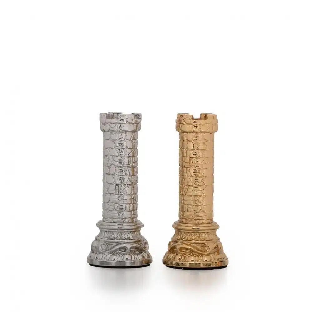 Set di Scacchi in Metallo Placcato Oro e Argento Colonna Romana - immagine 9