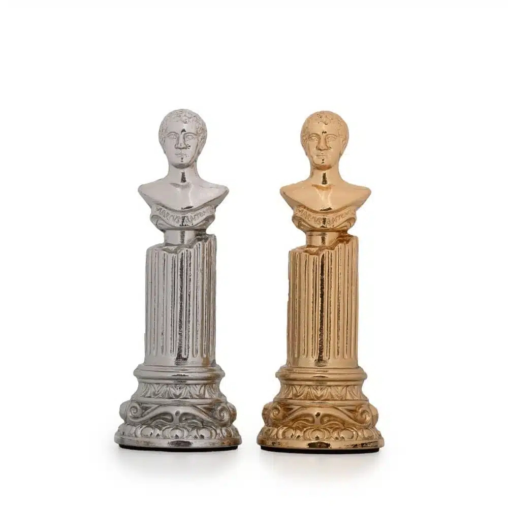 Set di Scacchi in Metallo Placcato Oro e Argento Colonna Romana - immagine 7