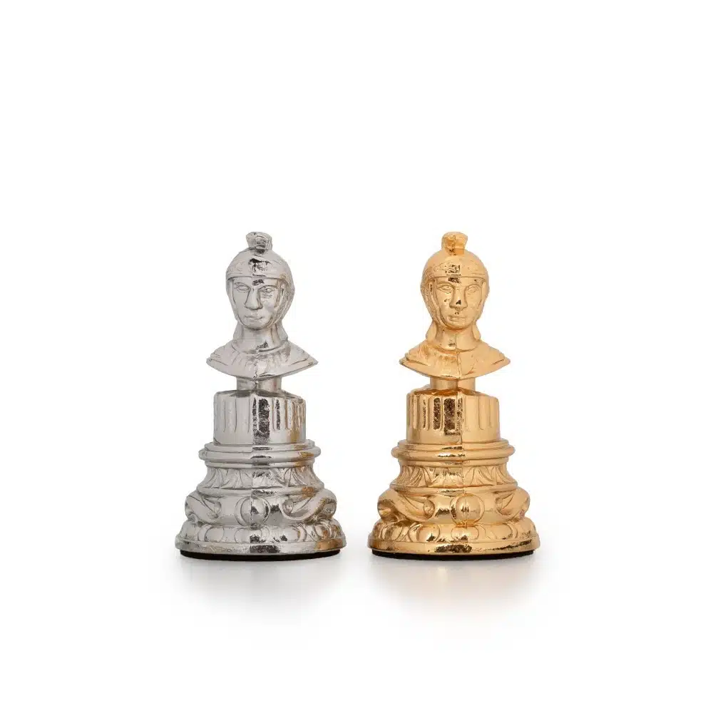 Set di Scacchi in Metallo Placcato Oro e Argento Colonna Romana - immagine 10
