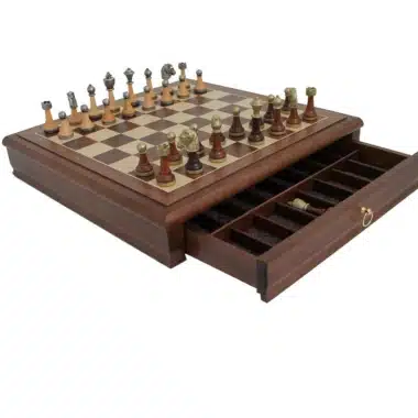 Set Classic XIV Scacchiera in Legno di Noce e Scacchi in Metallo e Legno