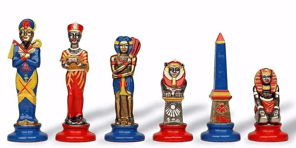 Jeu d'Echecs en Métal Peint à la Main "Égypte"