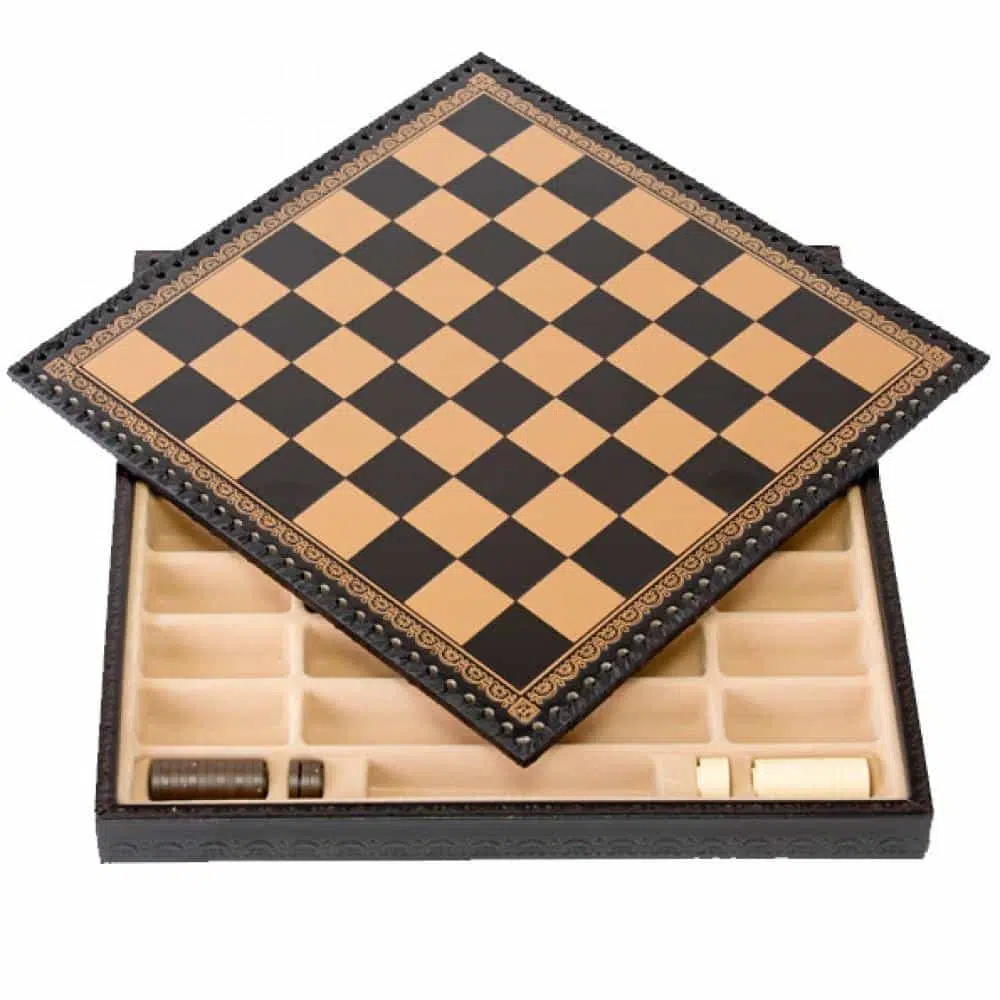 Set Napoleon Scacchiera in Similpelle & Scacchi in Metallo Massiccio - immagine 10