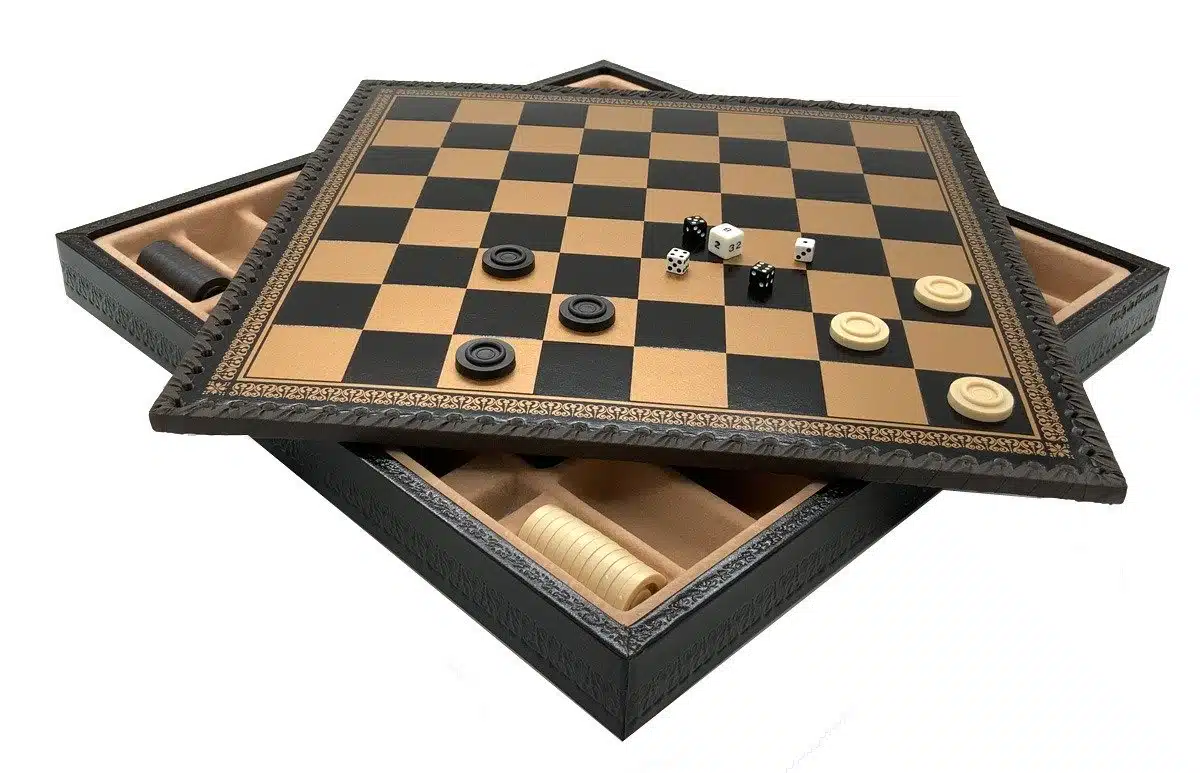 Set Napoleon Scacchiera in Similpelle & Scacchi in Metallo Massiccio - immagine 13