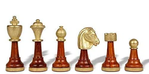 Scacchiera Marrone in Similpelle e Set di Scacchi Staunton in Legno e Metallo - immagine 5
