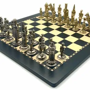 Set Camelot Re Artù XI Scacchiera in Legno e Pezzi in Metallo