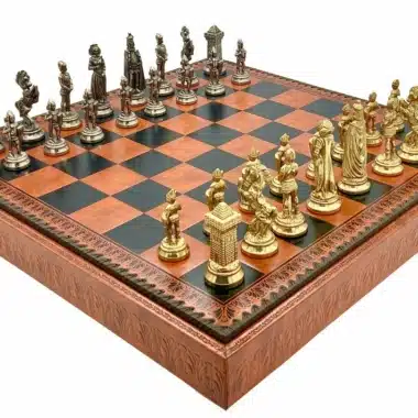 Set Mary Stuart VII Scacchiera con Vano Portapezzi e Scacchi in Metallo