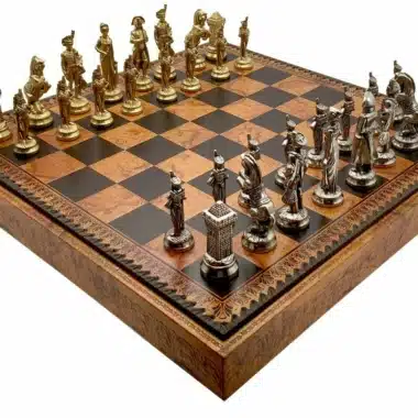 Set Grande Napoleone II Scacchiera con Vano Portapezzi e Scacchi in Metallo