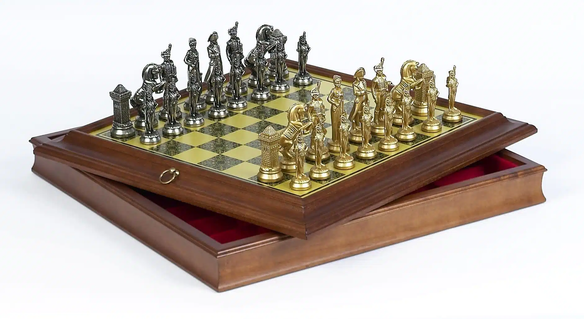 Set Grande Napoleone IV Scacchiera in Legno Originale e Scacchi in Metallo - immagine 2