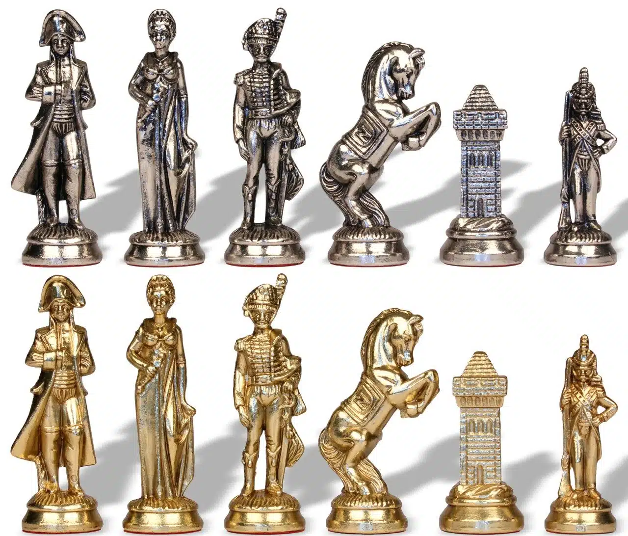 Set Grande Napoleone IV Scacchiera in Legno Originale e Scacchi in Metallo - immagine 13