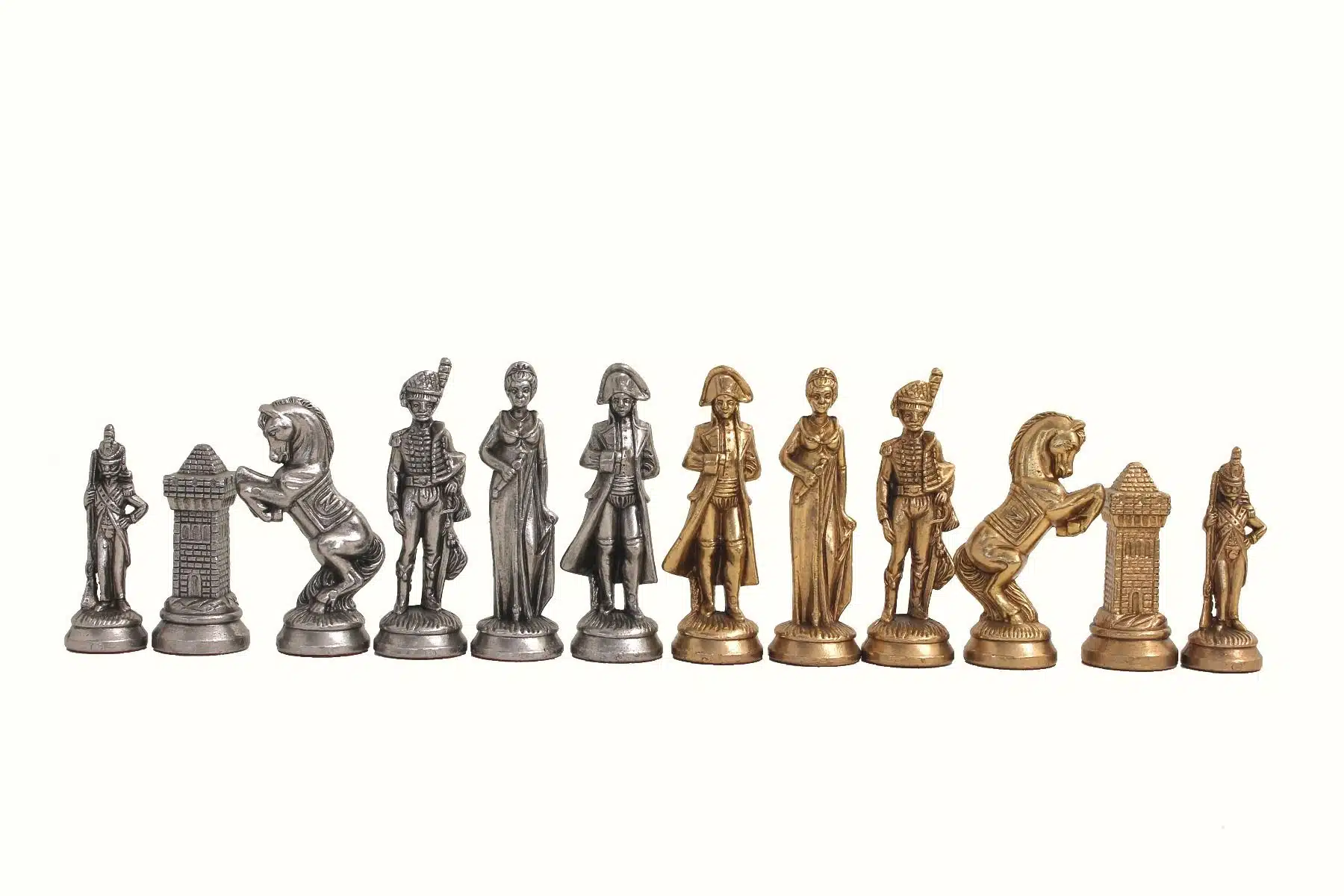 Set Grande Napoleone IV Scacchiera in Legno Originale e Scacchi in Metallo - immagine 15