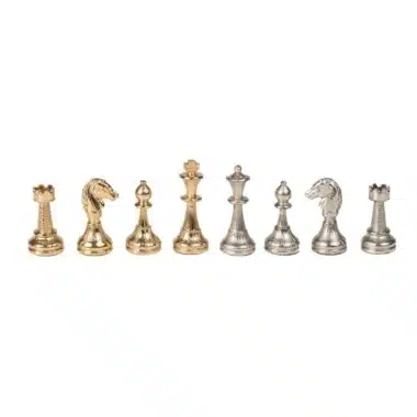 Set di Scacchi in Metallo Placcato Oro e Argento Mignon Flower