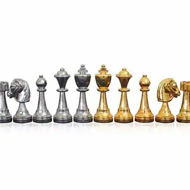 Jeu d'Echecs en Métal Plaqué Or et Argent 