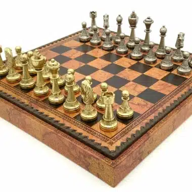 Set Staunton Mix VI Scacchiera Marrone con Vano Portapezzi e Scacchi in Metallo