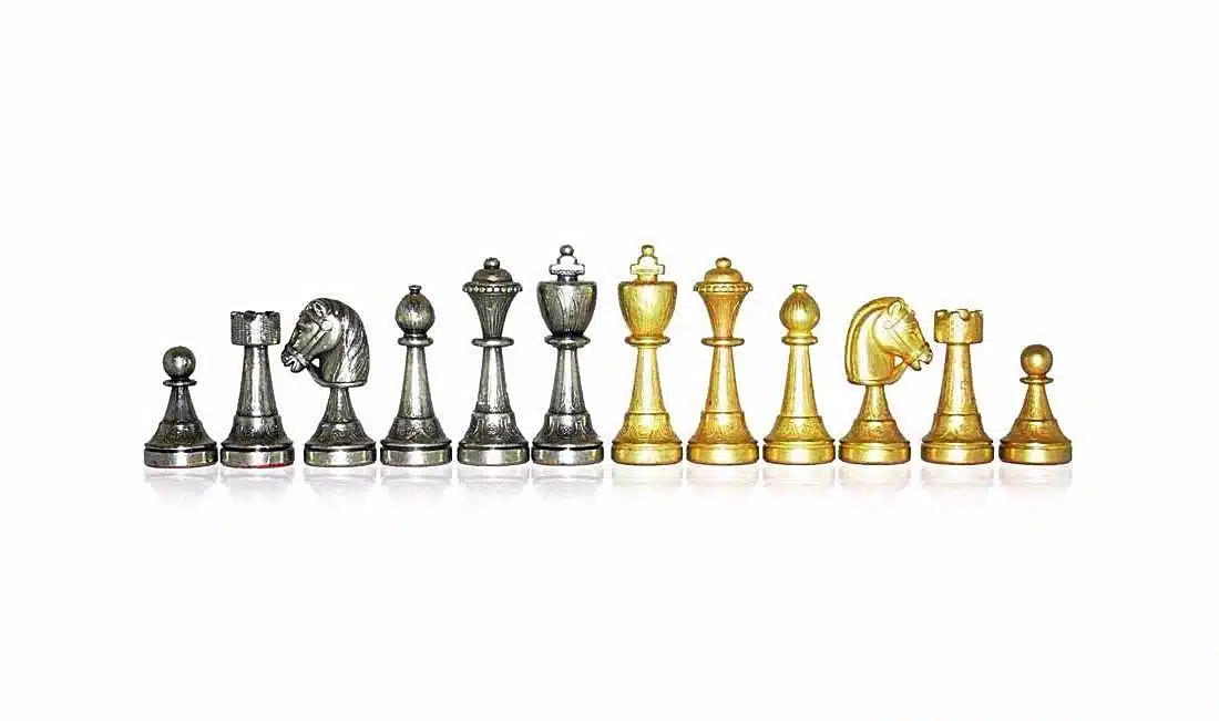 Ensemble "Staunton Bois de Rose" Echiquier en Bois de Rose avec Compartiment de Rangement & Jeu d'Echecs en Métal Massif