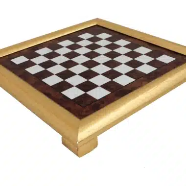 Scacchiera Bois d'Or in Legno di Olmo e Erica con Bordo Dorato