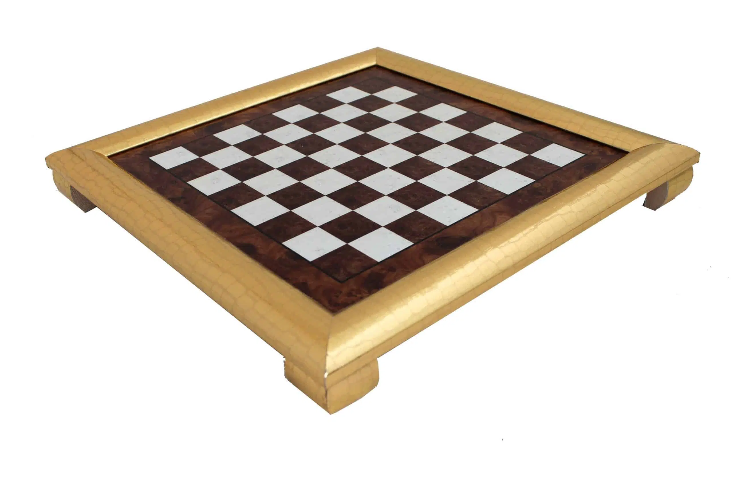 Scacchiera Bois d'Or in Legno di Olmo e Erica con Bordo Dorato