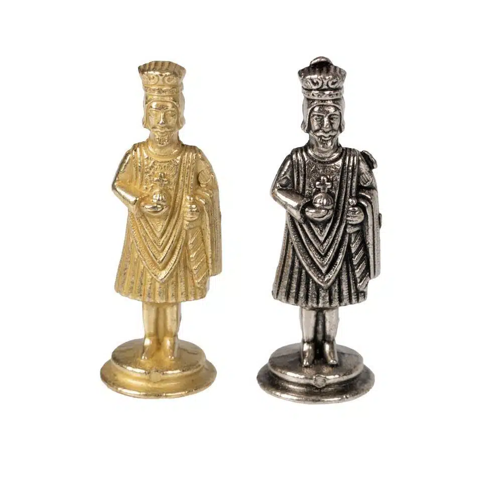 Set Camelot Re Artù VII Scacchiera in Similpelle & Scacchi in Metallo Massiccio - immagine 17