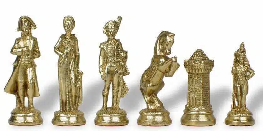 Set Grande Napoleone IV Scacchiera in Legno Originale e Scacchi in Metallo - immagine 11
