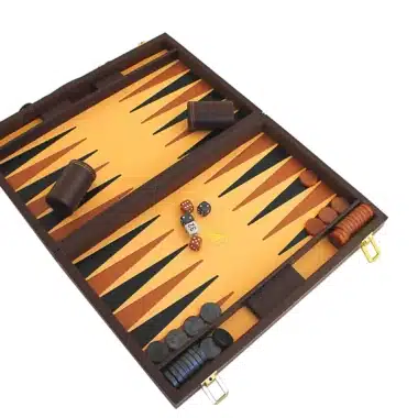 Backgammon da Viaggio Pieghevole e Magnetico in Similpelle Marrone Italiana