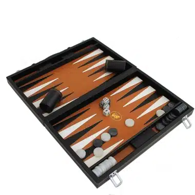 Backgammon elegante da viaggio in similpelle italiana, pieghevole e magnetico