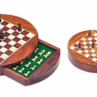 Ensemble Magnétique de Voyage Rond avec Tiroir de Rangement en Bois
