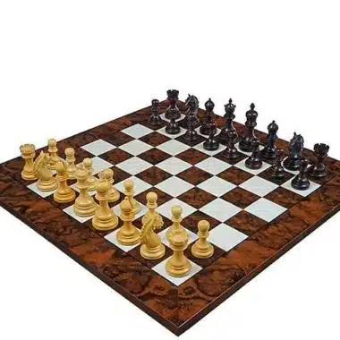 Set Garvi Luxe Scacchiera in Radica di Noce Scuro Laccata & Scacchi in Legno di Rosa