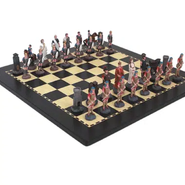 Set Battaglia di Troia Scacchiera in Legno e Scacchi in Peltro
