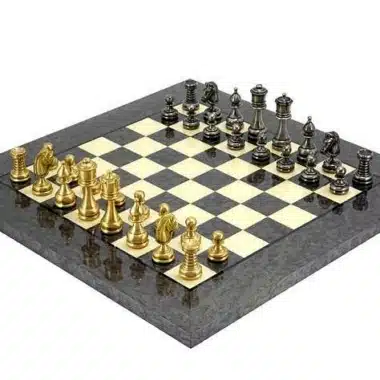 Set Persia II Scacchiera in Legno d'Acero & Scacchi in Ottone Massiccio