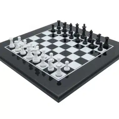 Set di Scacchi Bicolore Nero e Bianco Moderno in Legno
