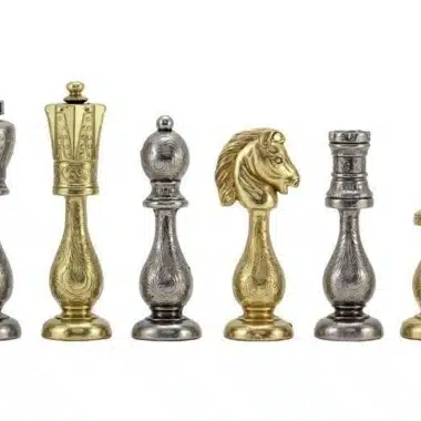 Jeu d'Echecs en Métal Plaqué Or et Argent "Arabic Style"