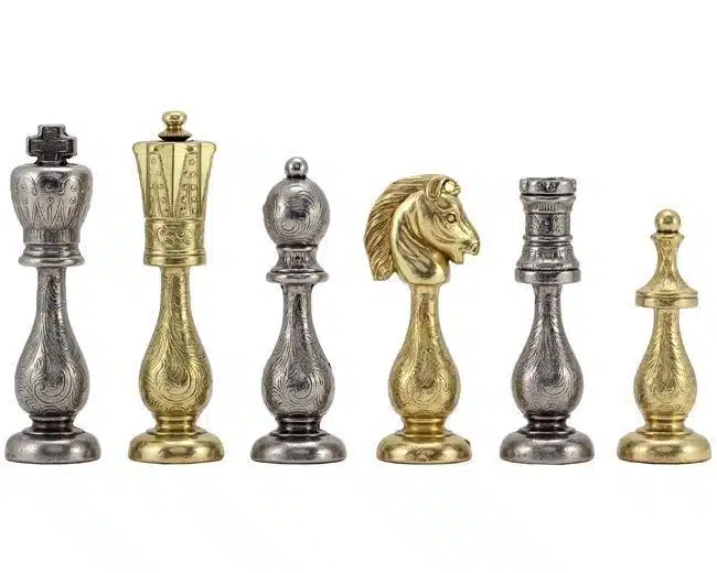Jeu d'Echecs en Métal Plaqué Or et Argent "Arabic Style"