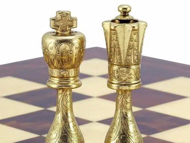 Jeu d'Echecs en Métal Plaqué Or et Argent "Arabic Style"