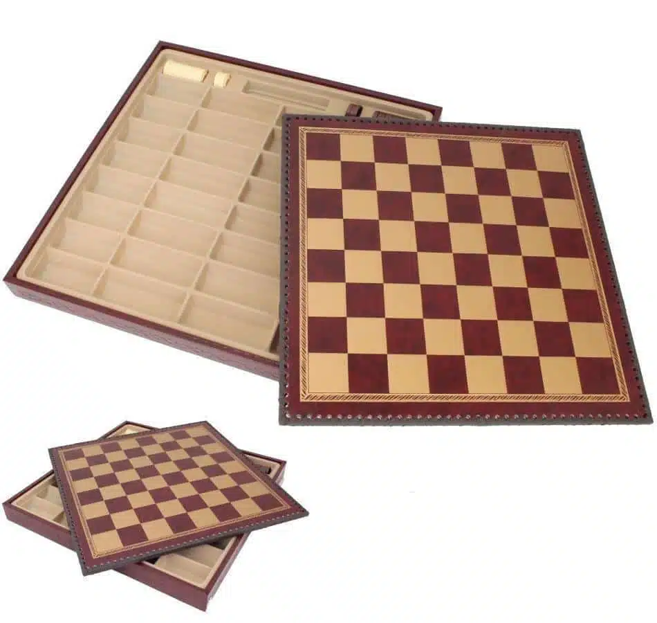 Set Staunton Mix V Scacchiera Rossa con Vano Portapezzi e Scacchi in Metallo - immagine 10