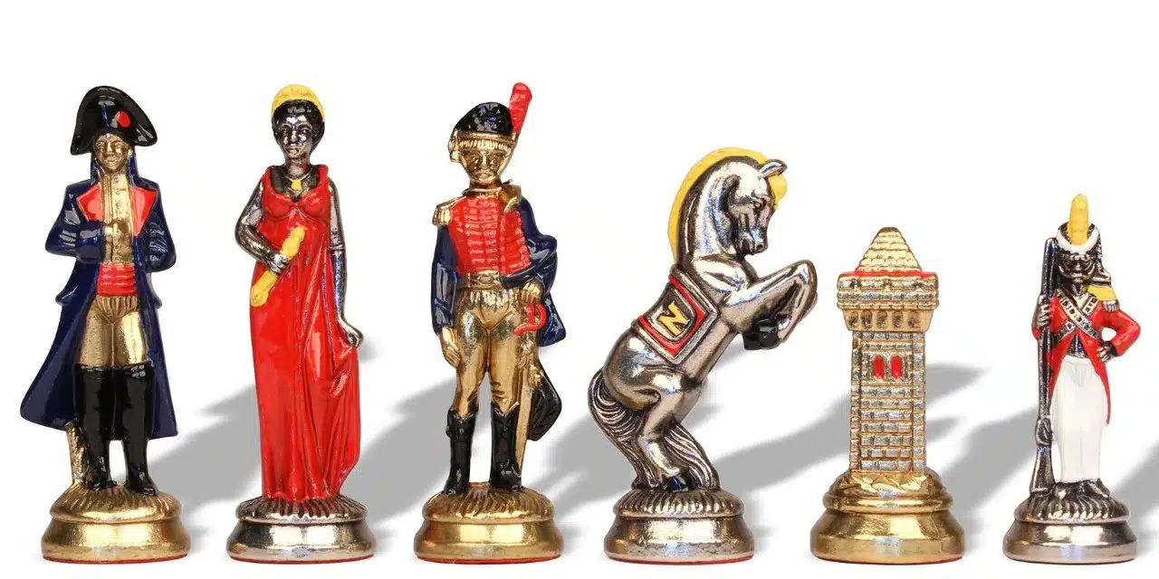 Set di Scacchi in Metallo Dipinto a Mano Napoleone Waterloo