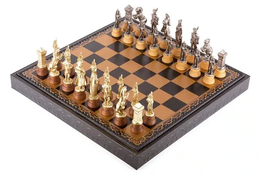 Set di Scacchi Napoleone con Scacchiera Nera e Vano Portapezzi