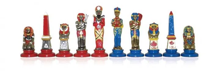 Jeu d'Échecs Egyptien - Échiquier - Backgammon et Jeu de dames en similicuir & Pièces en métal