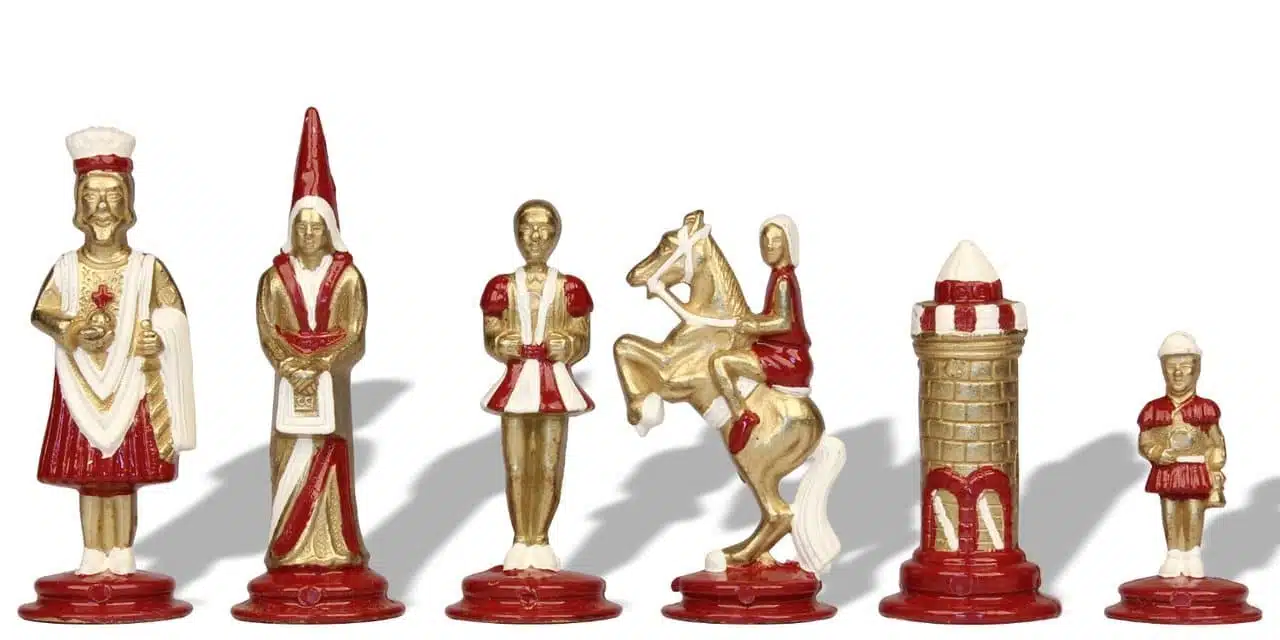 Set di Scacchi Camelot - Scacchiera in Similpelle con Vano Portapezzi & Pezzi in Metallo - immagine 8