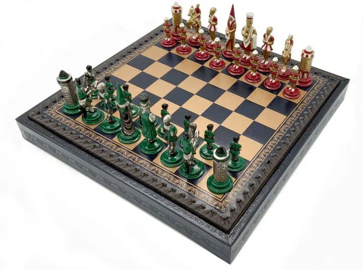 Jeu d'Échecs Camelot - Échiquier en similicuir avec rangement & Pièces en métal