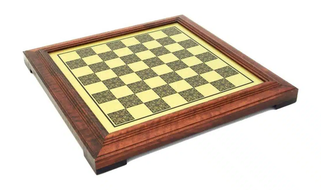 Set di Scacchi Fiorentino - Scacchiera Effetto Ottone con Cornice in Legno e Pezzi in Metallo - immagine 3