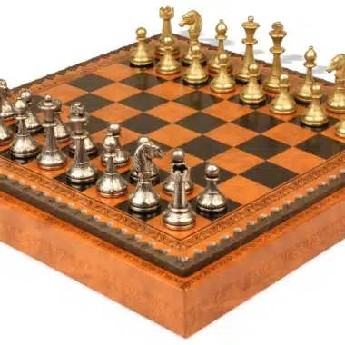Jeu d'Échecs Cute Flowered - Échiquier et Jeu de dames en similicuir & Pièces en métal