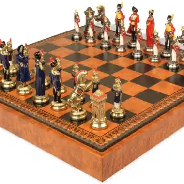 Jeu d'Échecs Napoléon - Échiquier - Backgammon et Jeu de dames en similicuir & Pièces en métal