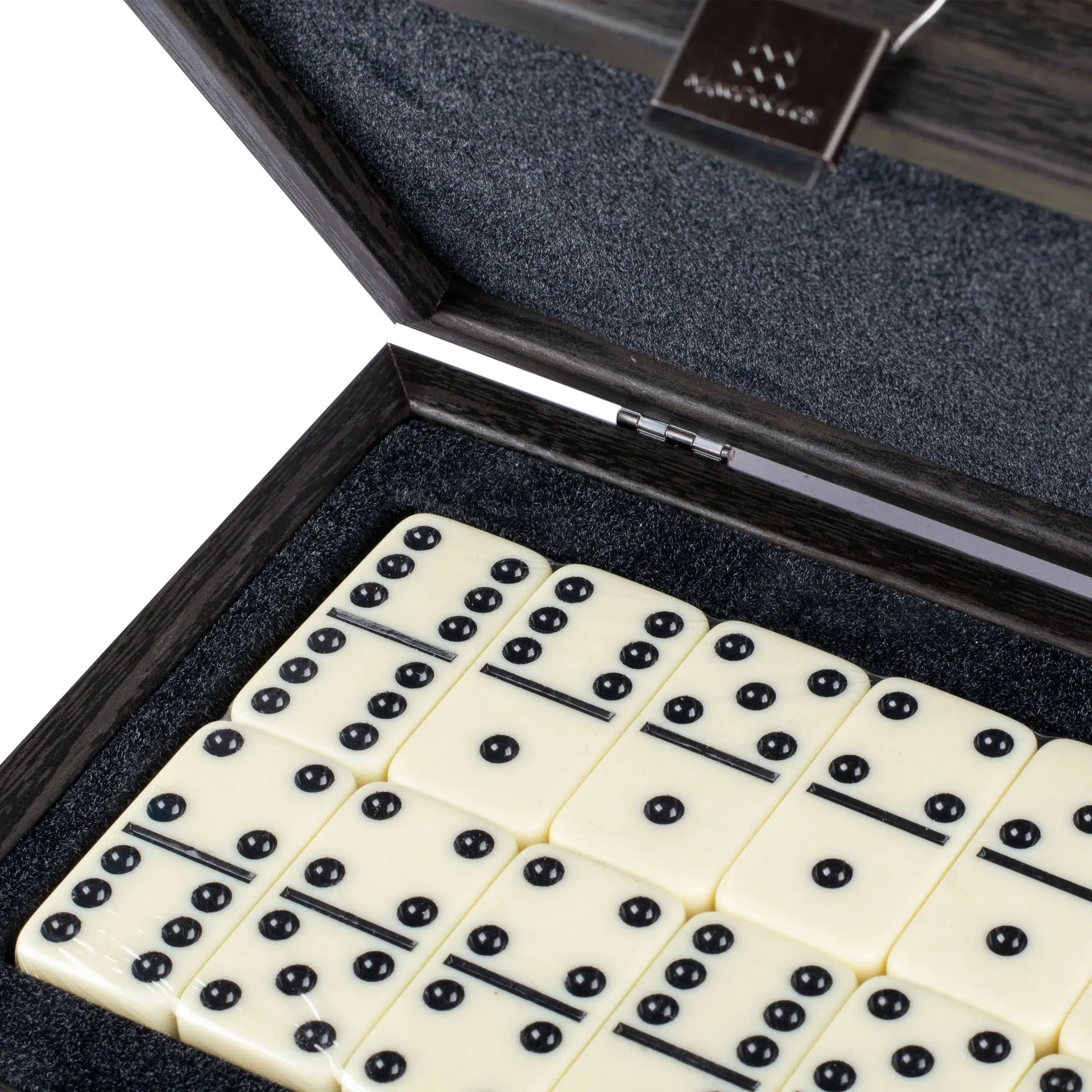 Set di Domino Grigio Scuro - Cofanetto in Legno ed Ecopelle - immagine 3