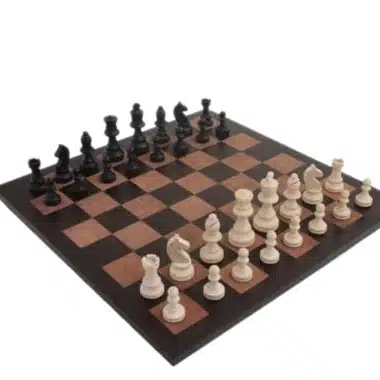 Set di Scacchi Staunton in Legno con Scacchiera in Vera Pelle Italiana e Scatola Portapezzi