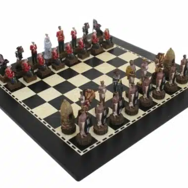 Set di Scacchi Britannici VS Zulu - Scacchiera in Legno & Scacchi in Resina Dipinti a Mano