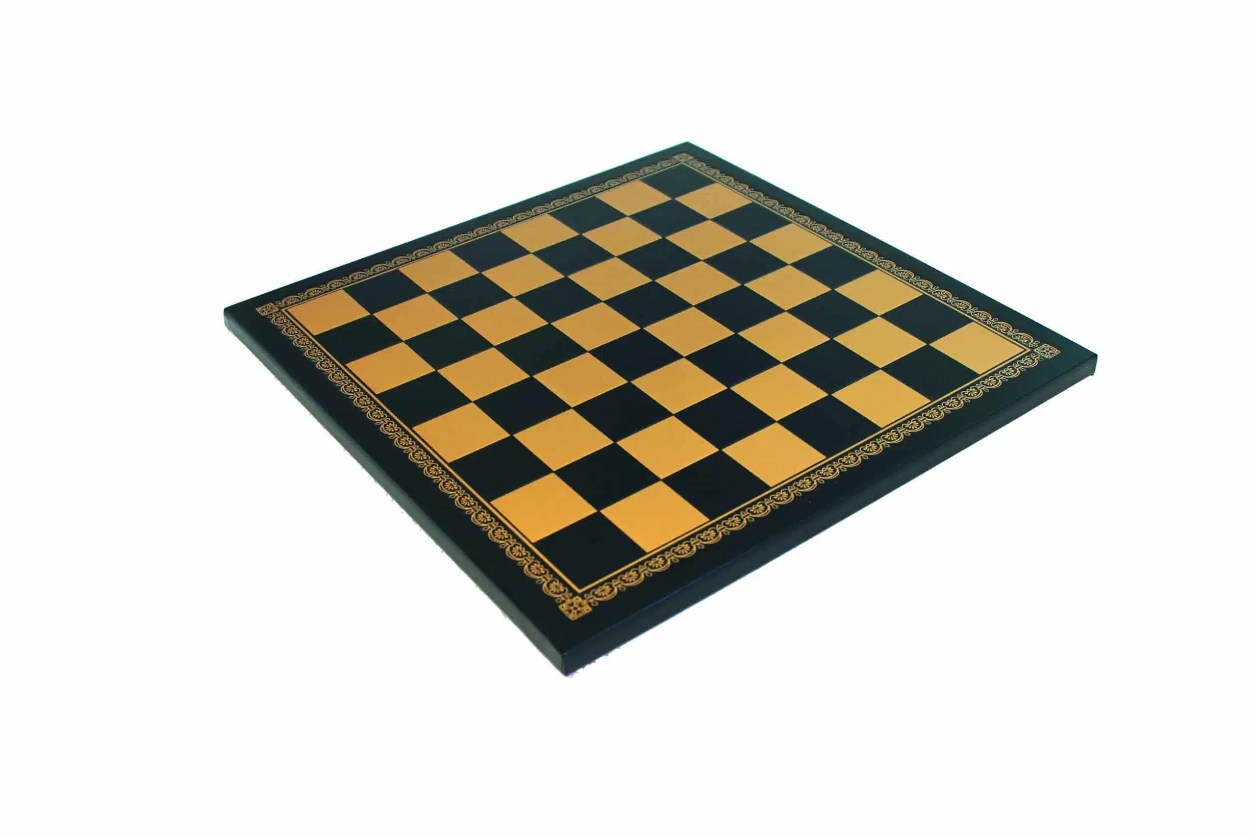 Set di Scacchi Staunton in Legno Laccato Nero e Bianco e Scacchiera in Similpelle Dorata e Nera - immagine 7