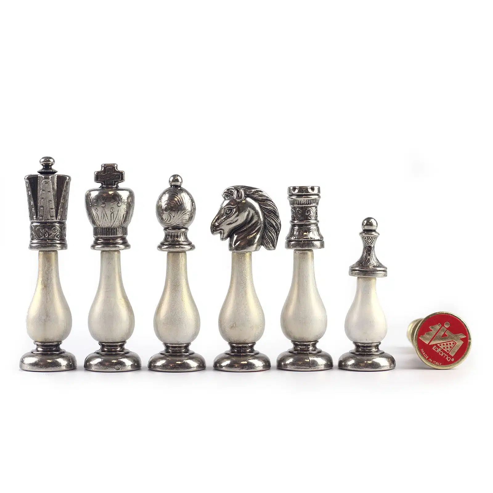 Set di Scacchi Bianco e Nero Staunton - Scacchiera in Marmo e Legno con Vano Portapezzi & Pezzi degli Scacchi in Legno e Metallo - immagine 10