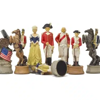 Alternative view of Set di Scacchi Guerra d'Indipendenza Americana in Resina & Scacchiera in Similpelle con Vano Portapezzi