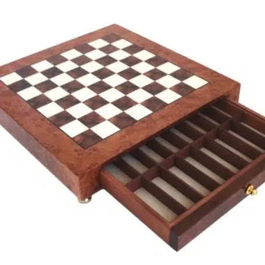 Alternative view of Scacchiera su Piedistallo in Legno di Radica con Cassetto Portapezzi