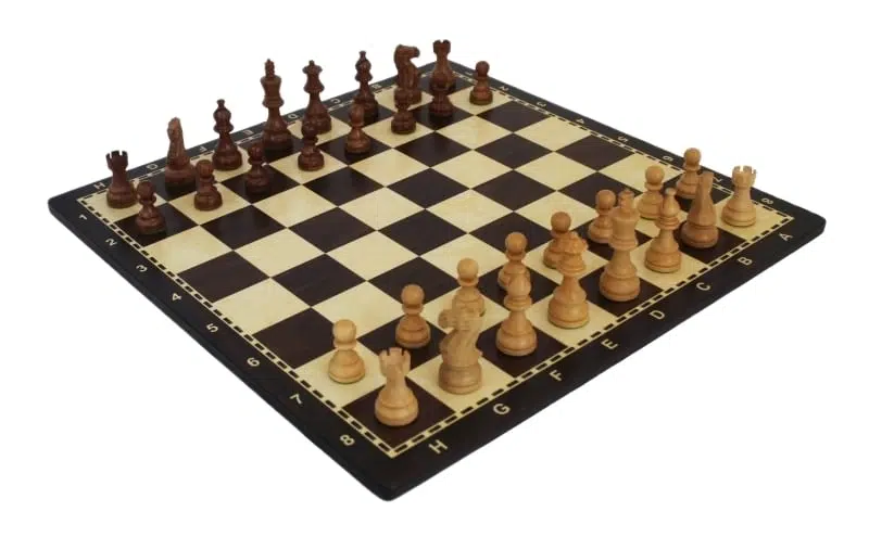 Grande Set di Scacchi Staunton in Legno di Acacia e Scacchiera in Legno Alfanumerica